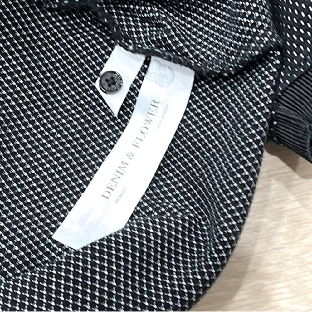 DENIM & FLOWER Ricky Singh Polo Shirt Black Micro White Dot Textured -M - Picture 5 of 10